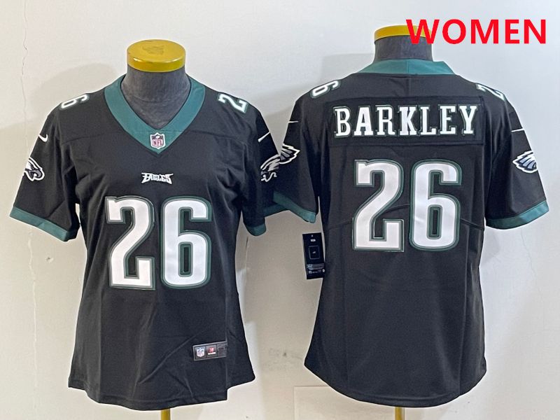 Women Philadelphia Eagles #26 Barkley Black Second generations 2025 Nike Vapor Limited NFL Jersey style 5->women nfl jersey->Women Jersey